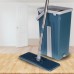 Flat Squeeze Mop Hand Free Wringing Stainless Steel Mop Self Wet Dry Cleaning Mop with 2 Microfiber Pad Blue Bucket Set