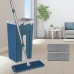 Flat Squeeze Mop Hand Free Wringing Stainless Steel Mop Self Wet Dry Cleaning Mop with 2 Microfiber Pad Blue Bucket Set