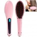 Imitation Version Handheld Innovative Hair Straightener Comb with LCD Temperature Display  Pink