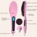 Imitation Version Handheld Innovative Hair Straightener Comb with LCD Temperature Display  Pink