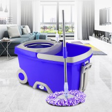 Rotating Double Drive Mop Household Hand Pressing Mop Bucket with Tow mop Head  Purple