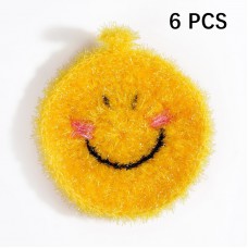 6 PCS Smiley Face Towel Non  Stick Oil Kitchen Rag Does Not Hurt The Pot Cleaning Cloth  Yellow