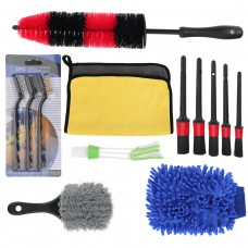 13PCS Tire Detail Brush Crevice Cleaning Wash Tool Short Handle Interior Exterior Leather Air Vents Care Clean Tools